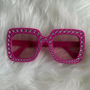Hot Pink Rhinestone Sunglasses Style